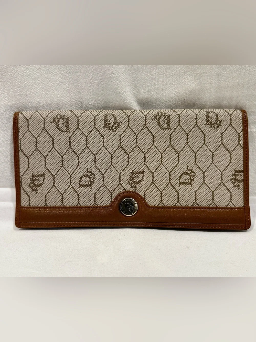 Vintage Christian Dior Honeycomb PVC and Leather Long Bilfold Wallet
